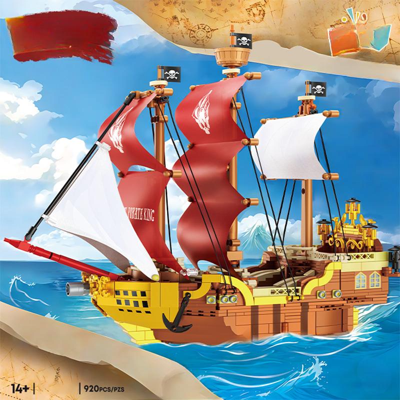 Творческий 920 шт. Королевский пиратский корабль, модель парусника, строительные блоки, мини-кирпичи, строительные игрушки для детей, подарок