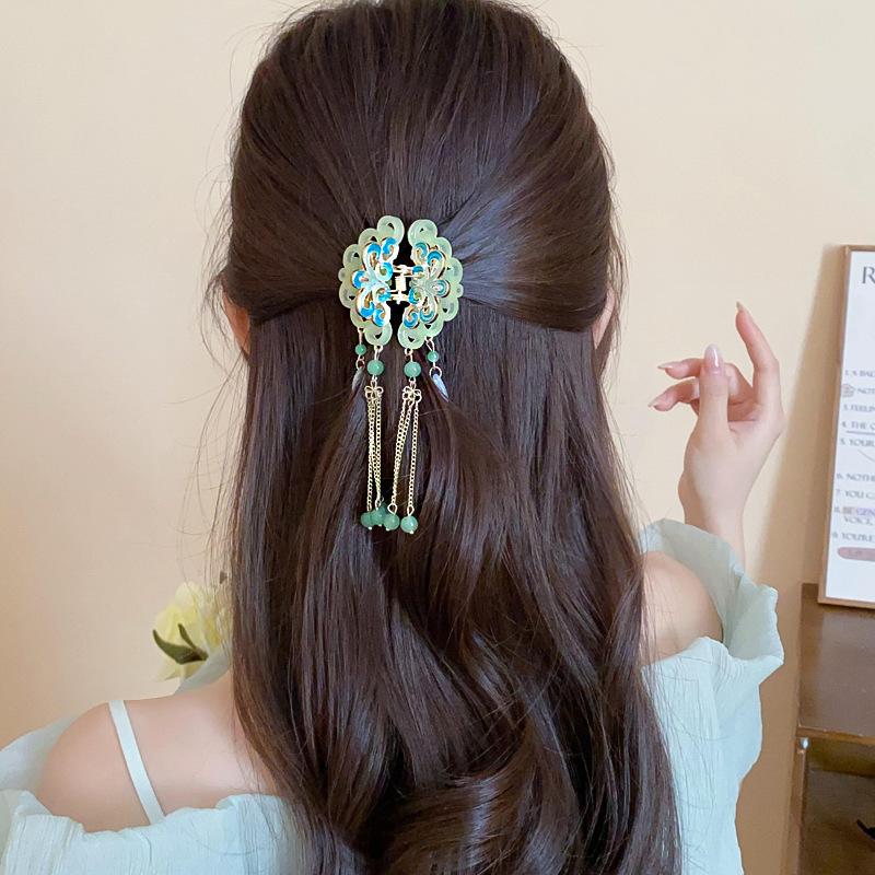 Butterfly Water Drop Fringed Hairpin Personalized Creative Side Grab Clip Retro National Tide Atmosphere Hair Accessories