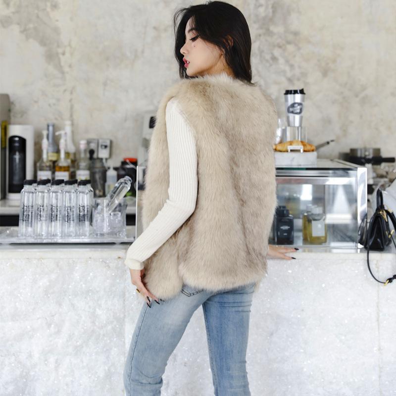 Корейский осенне-зимний жилет из искусственного лисьего меха, женский жилет средней длины, молодежная модная майка из норки