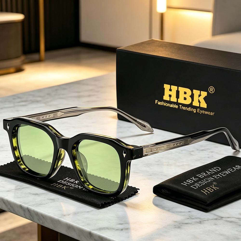 HBK Элегантные Квадратные Мужские Солнцезащитные Очки Модная Рамка Винтажные Кончики Заушников Женские Дорожные Деловые Вечеринка Подарок Очки UV400