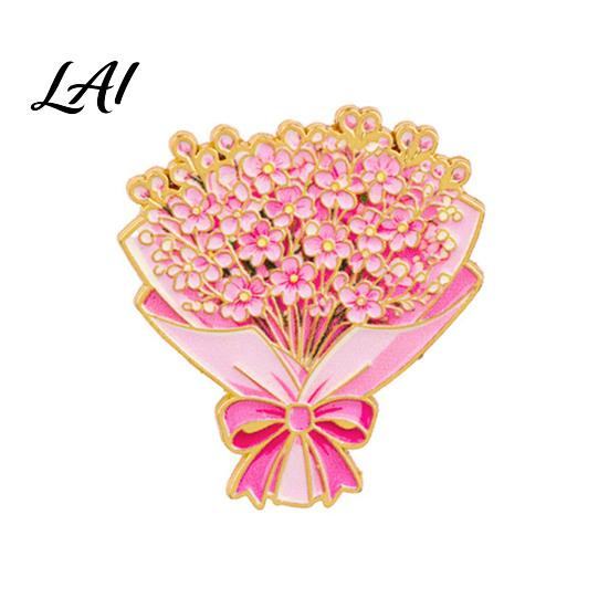Decorative Metal Lapel Pin Bouquet Brooch for Women Enamel Romantic Flower Jewelry Durable Backpack Hat Decoration Zinc Alloy Floral Coats