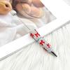 DIY Beadable Pen Glitter Ballpoint Pen, Rhinestone Bow Beaded Handmade Supplies Bling Black Ink Pens for Making, School Office Cute Desk Accessories