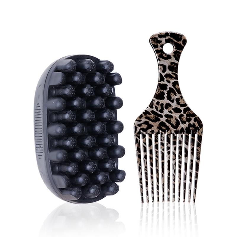 2pcs/set Professional Rubber Washable Afro Sponge Soft Hair Coil Wave Dreadlock Natural Fork Comb Salon Hair Styling Tools Kit