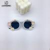 Fashion Diy Flower Children'S Sunglasses Round Cute Girls Wear Sunglasses Sunscreen Uv Protection Glasses Tide