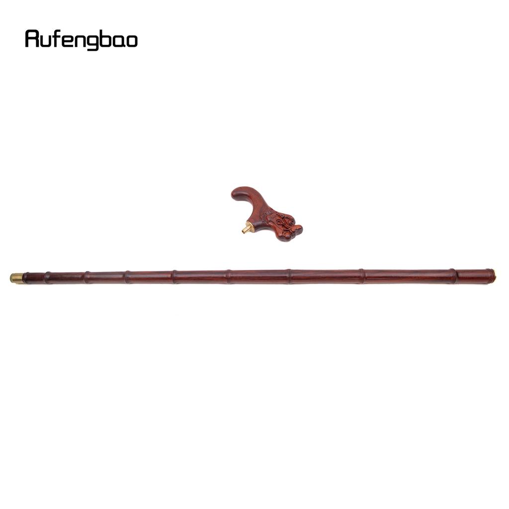 Red Dragon Wooden Bamboo Joint Single Joint Fashion Walking Stick Decorative Cospaly Cane Halloween Crutch Wand Crosier 92cm