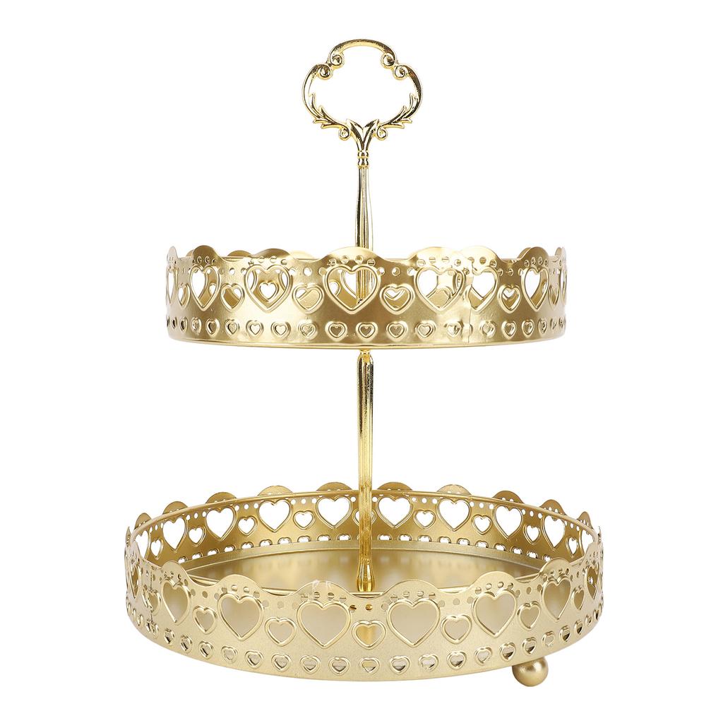 Многоярусный поднос, простая сборка, металлический, большой емкости, 2-х ярусная сервировочная подставка для фруктов, десертов, тортов, закусок