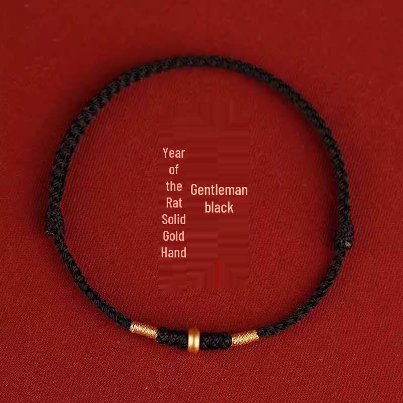 Gold 999 Abacus Bead Red String Bracelet for Year of the Rat - Couple Style for Traffic Drivers