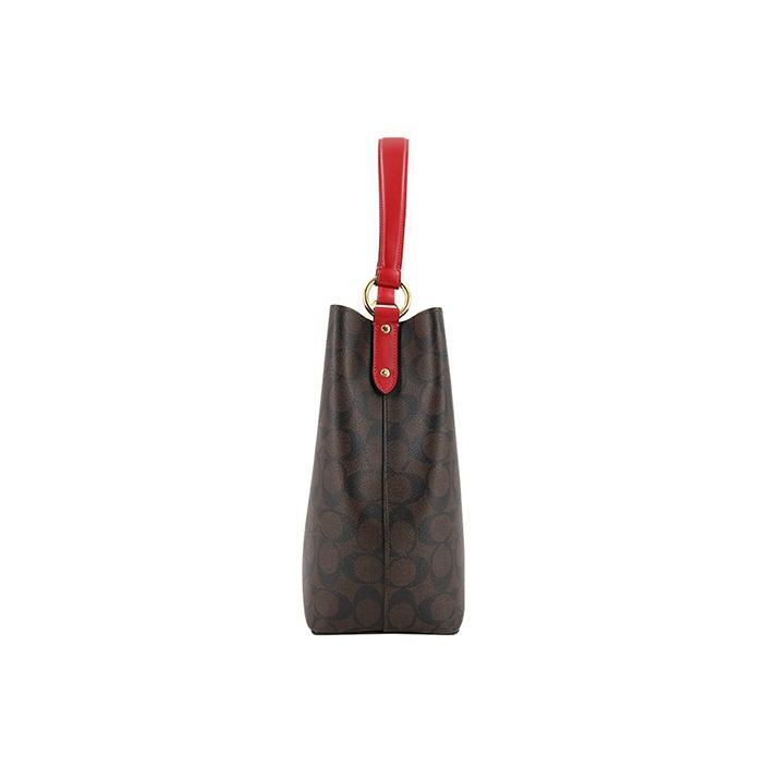 Coach Town 26 Classic Monogram Canvas And Leather Bucket Bag Women Handbags 91512-IMRVQ