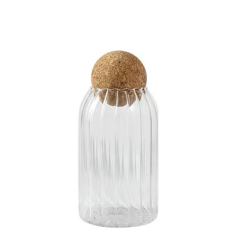 Cork Stopper Transparent Glass Sealed Jar High Borosilicate Glass Can Kitchen Food Tea Candy Coffee Beans Spices Storage Tank