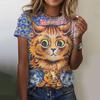 Kawaii Kitten Women's T-Shirt New Pullover T Shirts for Women Fashion Casual Female Tshirt O Neck Loose Female Clothing Summer