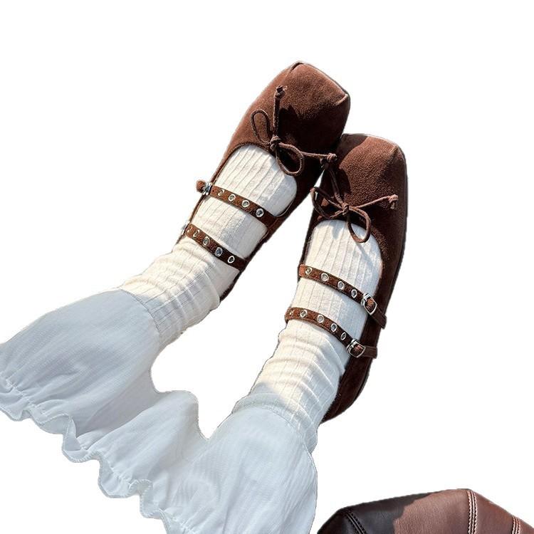 Гигантский мягкий бант туфли-лодочки с мелким вырезом 2025 весна овчина двубортный бант туфли Мэри Джейн