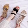Женские сандалии 2024 года, новые модные корейские тапочки, женские повседневные плоские повседневные ретро-римские сандалии, пляжные сандалии для отдыха на открытом воздухе, сандалии для женщин