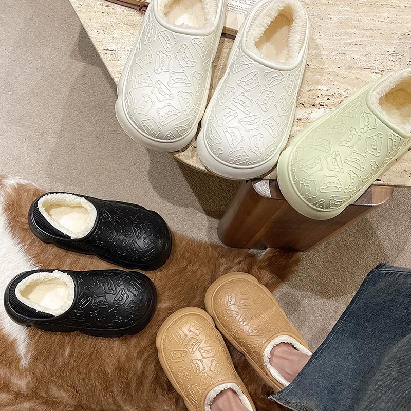 Женская хлопковая обувь, зимняя, новая, милая, для пары, для дома, на толстой подошве, теплые тапочки, мужская, плюшевая, нескользящая, водонепроницаемая, повседневная обувь