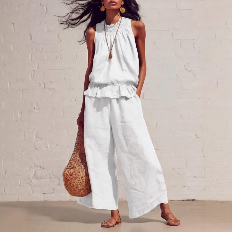 Women S Summer Sleeveless Bohemian Two Piece Casual Set