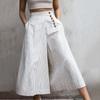 Celmia Autumn Women's Striped Wide Leg Long Pants High Waist Pockets Casual Loose Flared Maxi Trousers Plus Size
