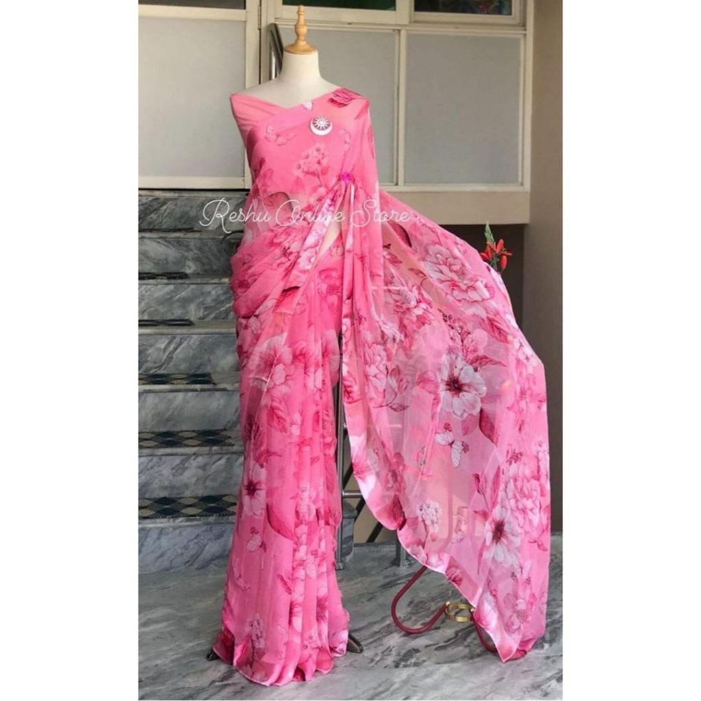 Stylish Casual Wear & Office Wear Saree for Women, Blouse (Need To Be Stitched As Per Size And Fit)