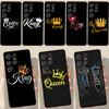 Crown QUEEN & KING Couples Case For Samsung Galaxy S23 S22 S21 Ultra S20 FE Note 20 Ultra S8 S9 S10 Note 10 Plus Cover