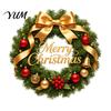 Christmas Window Clings Wreath Stickers, Retro Santa Claus PVC Decals, Waterproof Decorative Wall Stickers Static for Holiday Home Glass Doors