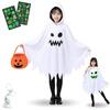 GOKEI Halloween Costume Kids Poncho Ghost Hood One Tattoo Sticker Cosplay Outfit Cloak Cute Witch Spirit Demon Boys Girls Performance Wear M