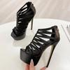 Fashion Fashion Sexy Women Shoes Ultra Stiletto Heels Zipper Sandals Women High Heels Design Platform Peep Toe Nightclub Party Shoes New