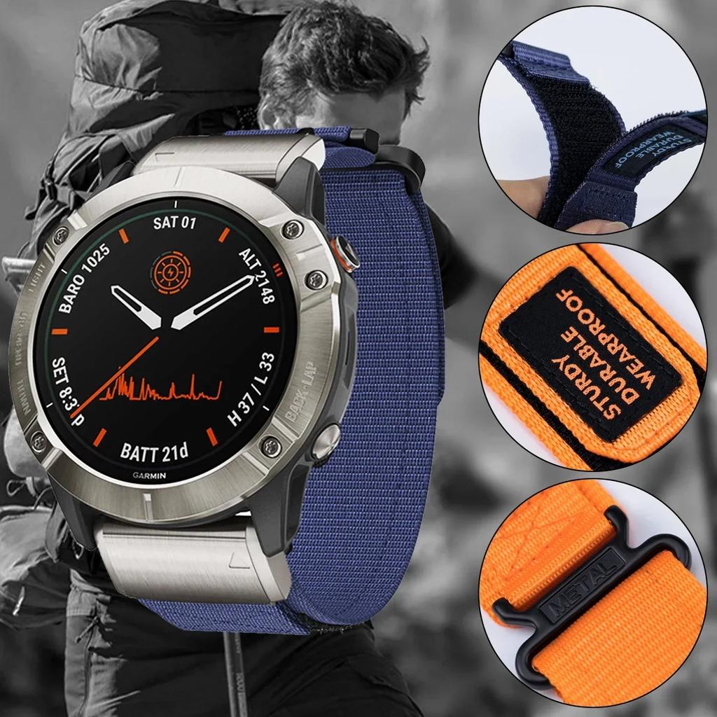 Быстрый нейлоновый ремешок для часов Garmin Instinct 2X Тактический ремешок Fenix 6X Pro 5Plus 7X 8 26мм 22мм Замена Спортивный браслет с быстрой застежкой