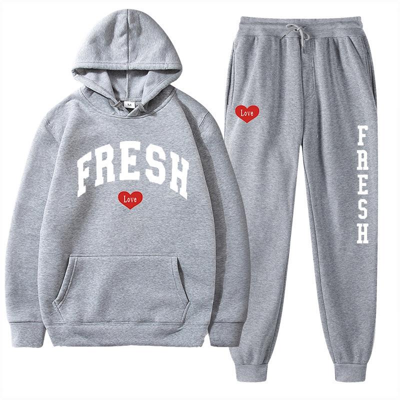 European size plus fashion printed sweater autumn and winter fleece warm hoodie casual sports women's suit