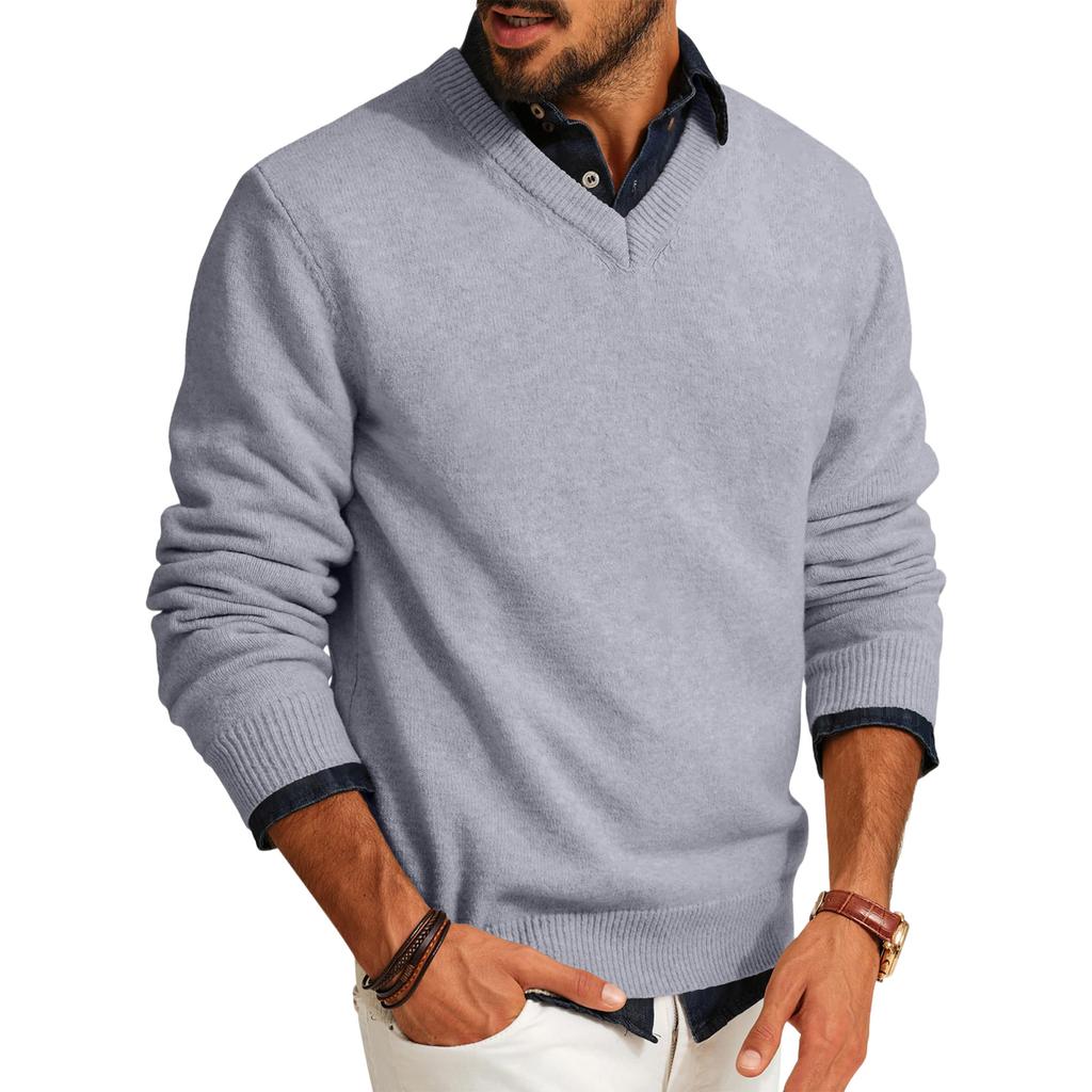 Mens V Neck Sweaters Casual Knit Lightweight Dress Sweater Long Sleeve Slim Fit Fall Winter Pullover