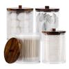 2/4 шт. держатель для ватных палочек, диспенсер для ватных шариков, ватных палочек, зубной нити 10 унций, 12 унций прозрачный контейнер для хранения аптекарских банок с бамбуковыми крышками