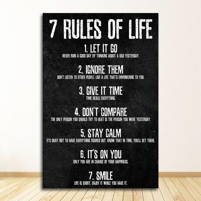 Картина для спальни, класса, домашнего офиса, 7 правил жизни, следите за своими мыслями, мотивационный плакат и печать на холсте