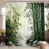 Шторка для душа Zen Bamboo Forest с принтом природного пейзажа, водонепроницаемый экран, занавеска для ванной комнаты, декор для ванной, полиэстер, с 12 крючками