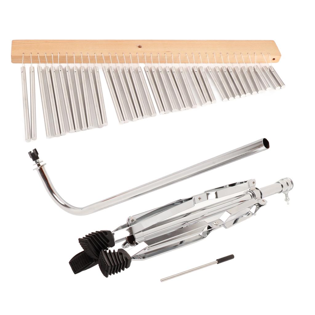 Алюминиевый сплав, колокольчик ветра с деревянным основанием, серебристый цвет и штатив, 36 тонов