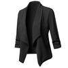 Solid Color Office Lady Lapel Long Sleeve Blazer Slim Fit Suit Coat Jacket