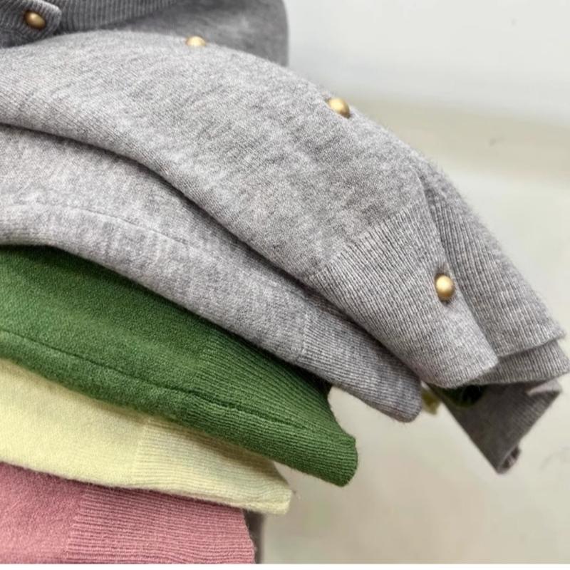 Винтажный круглый вырез свободный длинный рукав вязаный свитер кардиган женские топы осенняя мода верхняя одежда повседневные кардиганы женский однотонный трикотаж куртка 24859