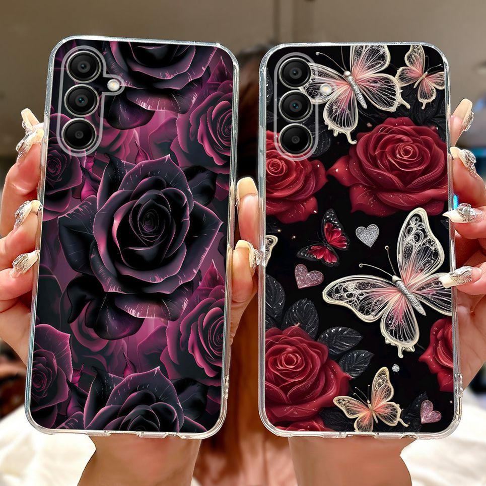 Back Cover For Samsung A16 A06 4G 5G Cartoon Dragon Flower Phone Case For Galaxy A26 A36 A56 5G Coque Bumper Soft Clear TPU Capa