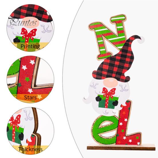 Рождественские настольные деревянные украшения Санта-Клаус Снеговик Гном Красочные буквы Многоразовые твердые деревянные праздничные украшения для стола Праздничные принадлежности Подарок