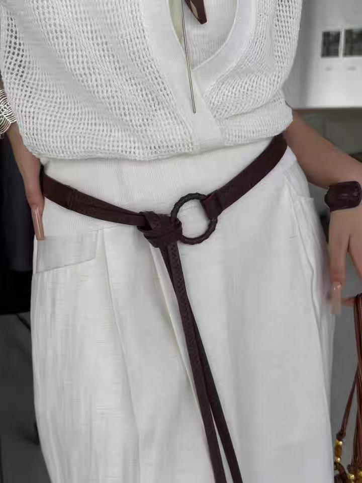Solid Fashion Color Round Buckle Decoration Women Casual Belt For Use Daily
