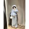 Wearing cat ears hooded cotton clothes on both sides, women's winter design, fur collar striped cotton padded thick warm jacket