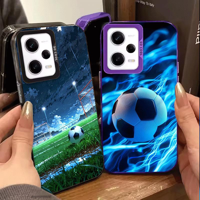 Football Soccer Ball Design Shockproof Phone Case for Xiaomi Redmi Note 15 14 13 12 Pro Plus 11 11S 11T 5G Cover Anti Fall Funda
