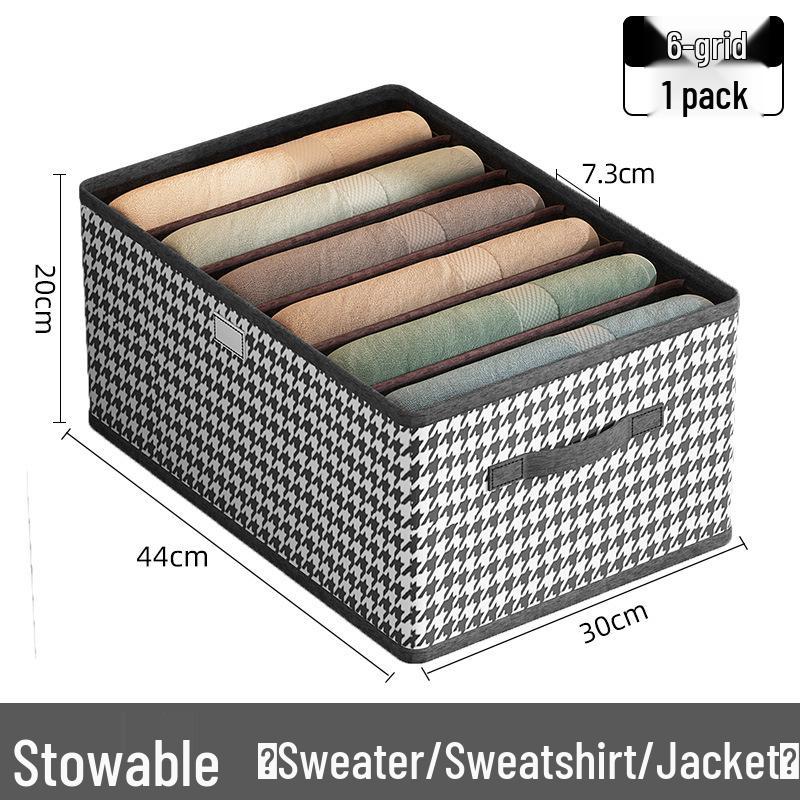 Houndstooth Foldable Clothes Storage Box with Dividers, Large Capacity for Bedroom