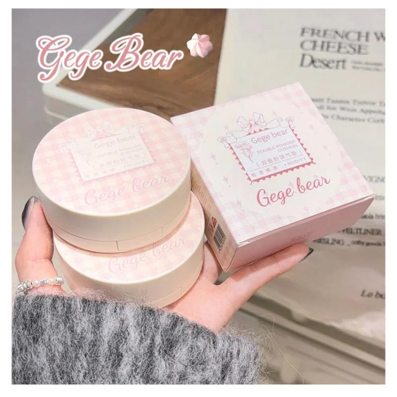 2 в 1 двухслойная пудра-кушон Clear Natural Lasting Brightening Gege Bear Makeup Concealer Loose Powder Cushion Cream