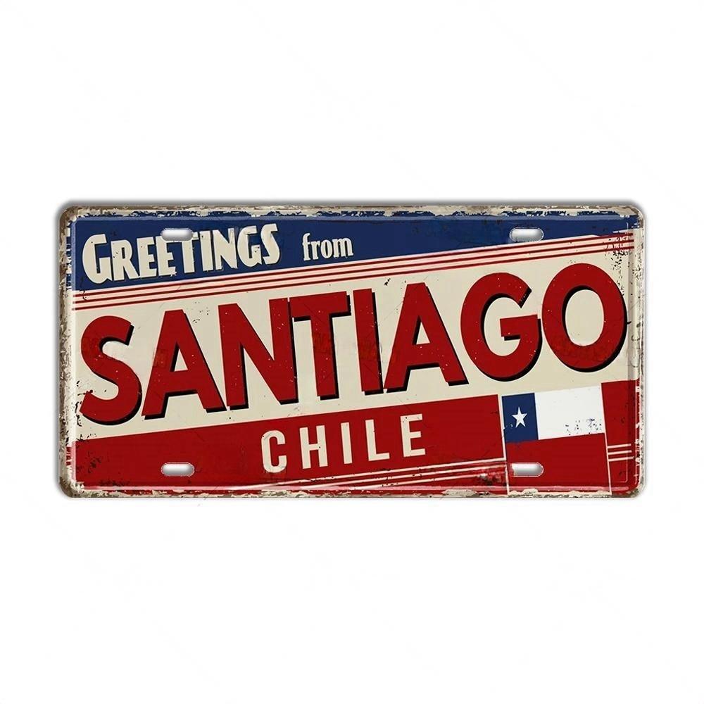 Chile Argentina Ecuador Colombia License Plate Landmark Metal Sign City State Decorative Car Plate Garage Club Bar Wall Decor