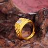 Мужское стильное кольцо 24K Gold Au999 со сверкающими вставками | Геометрическое матовое золото с гранеными акцентами, Изысканное для бизнеса