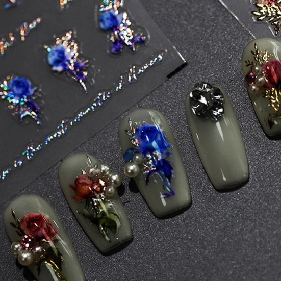 3D наклейки для дизайна ногтей с розами, ультратонкие самоклеящиеся цветочные наклейки, советы по маникюру своими руками, клей для ногтей, украшение для женщин, девочек, дизайн ногтей