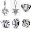 925 Silver Heart Charms Beads Minimalist Jewelry DIY Gifts S925 Fine Bracelets Accessory Fit Series