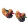 1 Pair Wooden Mandarin Ducks Figurine Colorful Love Birds Duck Statue Handmade Decorative Sculpture