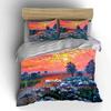 Sunset, trees, flowers, landscape. Bedding sets Duvet cover sets Duvet covers Pillowcases(1 * Duvet Cover 2 * Pillowcases without duvet insert)
