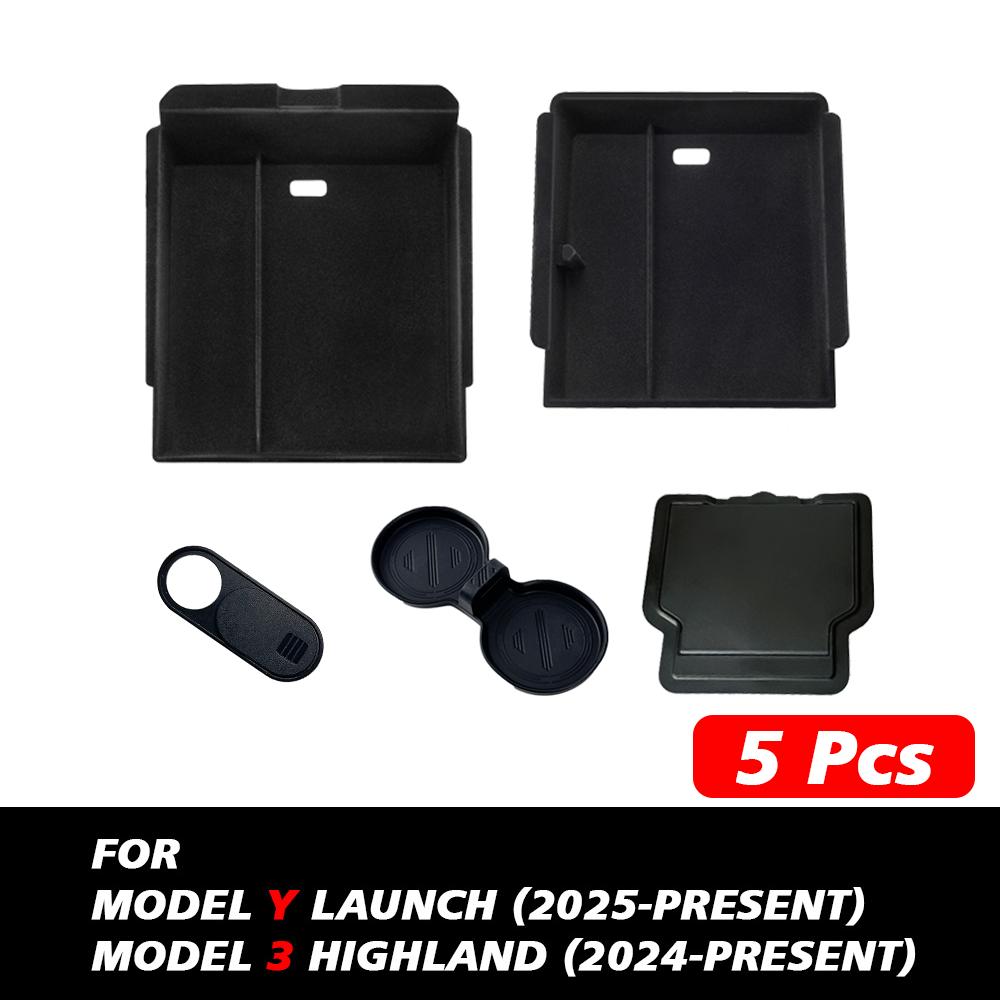 For Tesla New Model Y 2025 Launch Juniper Model 3 Highland 2024 Center Console Storage Box Armrest Box Upper&Lower Silicone Pad