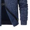 Осень-зима мужская куртка трикотажная пэчворк застежка-молния воротник стойка кардиган длинные рукава средней длины приталенный крой термопальто