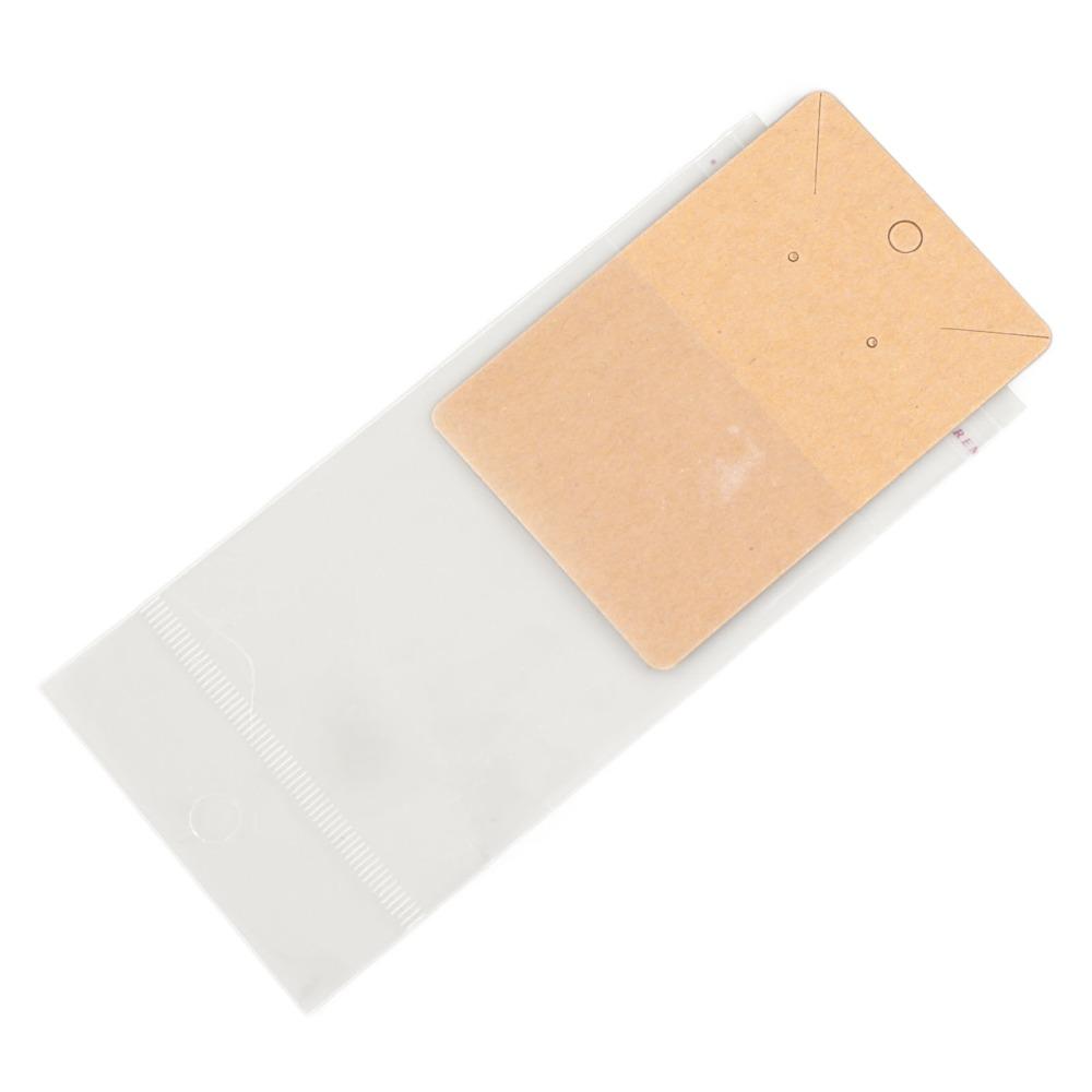 100pcs Transparent Bag Earring Display Cards Hanging Holes Keychain Display Cards  Jewelry Display