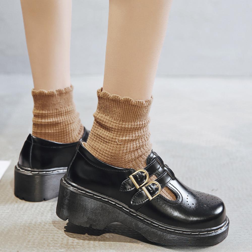 Ретро женские туфли на платформе японские туфли Мэри Джейн одинарные милые большие головки Jk маленькие кожаные туфли